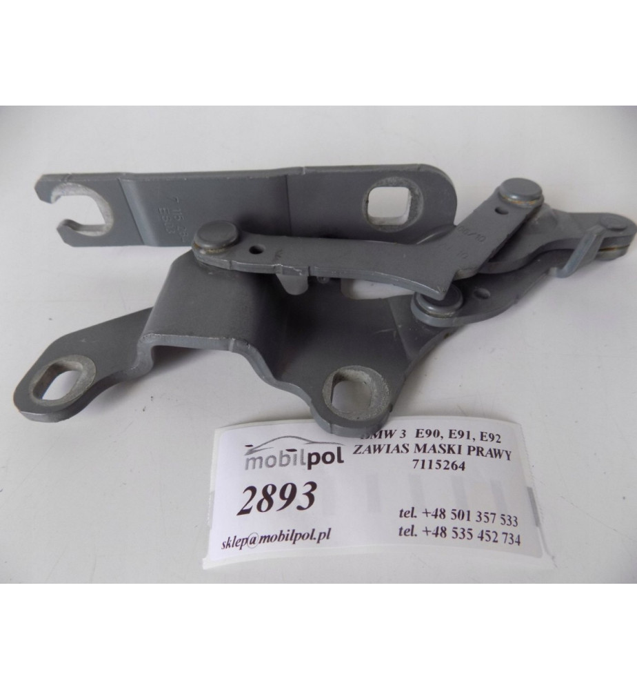 BMW 3 E90 E91 E92 Záves kapoty Pravý - 2893